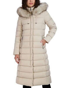 �^�n�� ���f�B�[�X �A�E�^�[ �W���P�b�g�E�u���]�� �R�[�g �}�L�V Tahari Womens Maxi Shine Bibbed Faux-Fur-Trimmed Hooded Puffer Coat Pale Oak