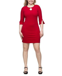 24 �Z�u���R���t�H�[�g ���f�B�[�X �g�b�v�X �����s�[�X �~�j�����s�[�X �~�j 24seven Comfort Apparel Women's Keyhole Three Quarter Sleeve Mini Dress Ruby ���r�[