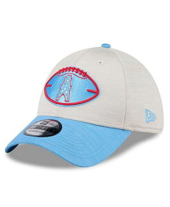 j[G Y ANZT[ Xq New Era Men's Stone/Light Blue Houston Oilers 2024 Sideline Gridiron Classics 39THIRTY Flex Hat Stone Light Blue u[