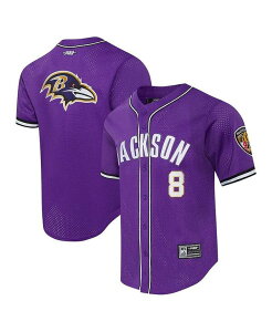 �v���X�^���_�[�h �����Y �g�b�v�X �V���c ���b�V�� �W���[�W�[ Pro Standard Men's Lamar Jackson Purple Baltimore Ravens Mesh Button-Up Baseball Jersey Purple �p�[�v��