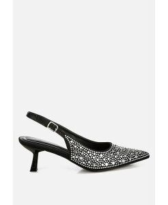 �����h�����O ���f�B�[�X �V���[�Y �T���_�� London Rag Vernaos Pointed Toe Rhinestone Slingbacks Black �u���b�N