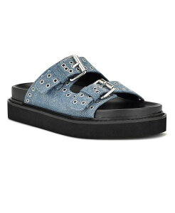 yz iCEFXg fB[X T_ V[Y Women's Eleny Strappy Slip-on Casual Sandals Blue Denim - Textile