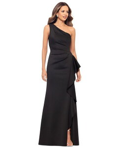 �G�X�P�[�v ���f�B�[�X �g�b�v�X �����s�[�X �v�` �����V�����_�[ XSCAPE Petite Gathered-Waist One-Shoulder Evening Gown Black �u���b�N