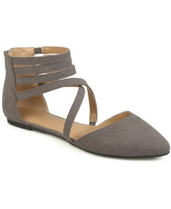 �W�����l �R���N�V���� ���f�B�[�X �V���[�Y �p���v�X Journee Collection Women's Marlee Strappy Pointed Toe Flats Grey �O���[