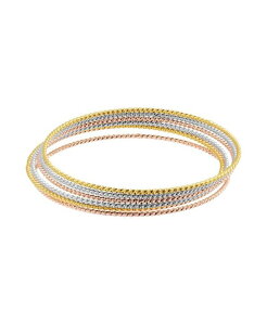 yz AhjA fB[X uXbgEoOEANbg ANZT[ 14K Gold-Plated Tri-Color Skinny 7-Piece Bangle Set Multi
