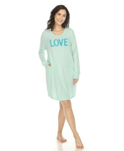 �z���C�g�}�[�N ���f�B�[�X �g�b�v�X �V���c White Mark Women's Long Sleeve Sleepshirt Mint �~���g