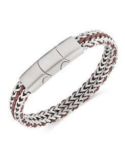 [i Tbg Y ANZT[ uXbgEoOEANbg TVc Rhona Sutton Silver Brown Cord with Chain Stainless Steel Bracelet Silver Vo[