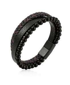 [i Tbg Y ANZT[ uXbgEoOEANbg U[ Rhona Sutton Black Axis Beaded Leather Bracelet Black ubN