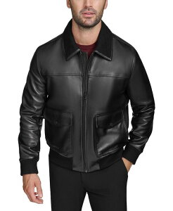 �R�[���n�[�� �����Y �A�E�^�[ �W���P�b�g�E�u���]�� ���U�[ �W���P�b�g Cole Haan Men's Full-Zip Leather Bomber Jacket Black �u���b�N