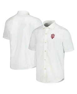 gb~[on} Y gbvX Vc Tommy Bahama Men's White Indiana Hoosiers Coconut Point Palm Vista IslandZone Camp Button-Up Shirt White zCg