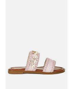 hO fB[X V[Y pvX T_ London Rag Shellfish Raffia Slip On Sandals Pink sN