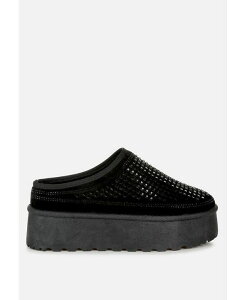 hO fB[X V[Y pvX vbgtH[ London Rag Kickles Rhinestones Embellished Platform Classic Slip-On Black ubN