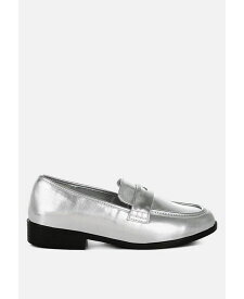 【送料無料】 ロンドンラグ レディース パンプス シューズ Rugle Metallic Faux Leather Flat Loafers Silver