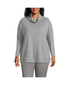 yz YGh fB[X Vc gbvX Plus Size Long Sleeve Cozy Knit Cowl Neck Tunic Gray heather
