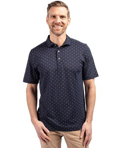Jb^[AhobN Y gbvX |Vc vg Vc Cutter & Buck Men's Virtue Eco Pique Tile Print Recycled Polo Shirt Navy blue lCr[