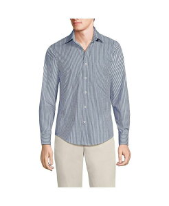 YGh Y gbvX Vc Lands' End Men's Traditional Fit Long Sleeve Travel Kit Shirt Deep sea navy fine stripe lCr[