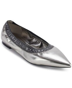 J[ K[tFh fB[X V[Y pvX KARL LAGERFELD PARIS Women's Vinette Pointed Toe Ballet Flats Pewter s[^[