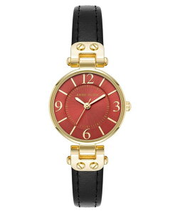 �A���N���C�� ���f�B�[�X �A�N�Z�T���[ �r���v ���U�[ Anne Klein Women's Quartz Black Essential Leather and Gold-Tone Alloy Metal Strap Watch 26mm Black/Red/Gold-Tone �u���b�N
