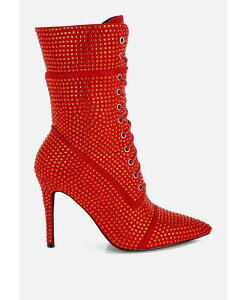 �����h�����O ���f�B�[�X �V���[�Y �u�[�c�E���C���u�[�c London Rag Bitetto Rhinestones Embellished Calf Boots Red ���b�h