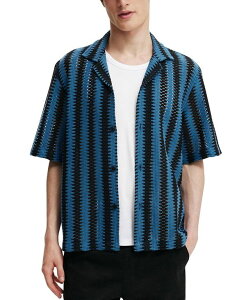 �R�b�g���I�� �����Y �g�b�v�X �V���c COTTON ON Men's Freemont Short Sleeve Shirt Cobalt Weave �R�o���g