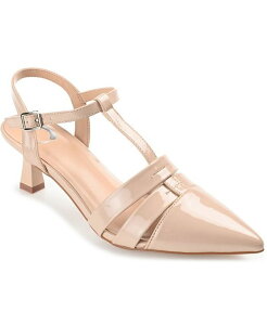 yz Wl RNV fB[X pvX V[Y Women's Jazlynn T Strap Kitten Heel Dress Pumps Nude Patent