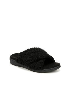oCIjbN fB[X V[Y T_ Vionic Womens Relax II Open Toe Slippers Black shearling ubN