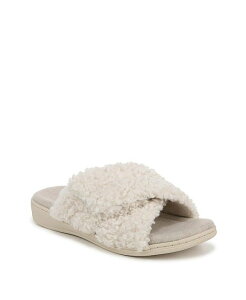 oCIjbN fB[X V[Y T_ Vionic Womens Relax II Open Toe Slippers Cream white fabric zCg