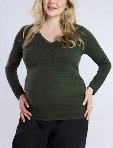 �}�U�[�t�b�h�}�^�j�e�B�[ ���f�B�[�X �g�b�v�X �V���c V�l�b�N �M���U�[ T�V���c Motherhood Maternity Maternity V-Neck Side-Ruched Long Sleeve Tee - Motherhood Deep depths