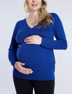 �}�U�[�t�b�h�}�^�j�e�B�[ ���f�B�[�X �g�b�v�X �V���c V�l�b�N �M���U�[ T�V���c Motherhood Maternity Maternity V-Neck Side-Ruched Long Sleeve Tee - Motherhood Sodalite blue �u���[