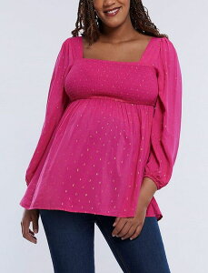 �}�U�[�t�b�h�}�^�j�e�B�[ ���f�B�[�X �g�b�v�X �V���c �V���[�����O Motherhood Maternity Maternity Smocked Square Neck Long Sleeve Babydoll Top - Motherhood Carabet