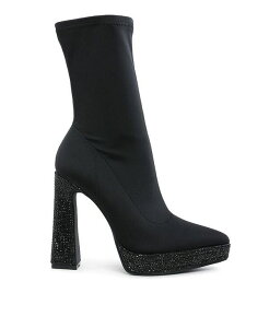 �����h�����O ���f�B�[�X �V���[�Y �u�[�c�E���C���u�[�c �A���N�� �u�[�c London Rag Kasuti Lycra Rhinestone Detail Ankle Boots Black �u���b�N