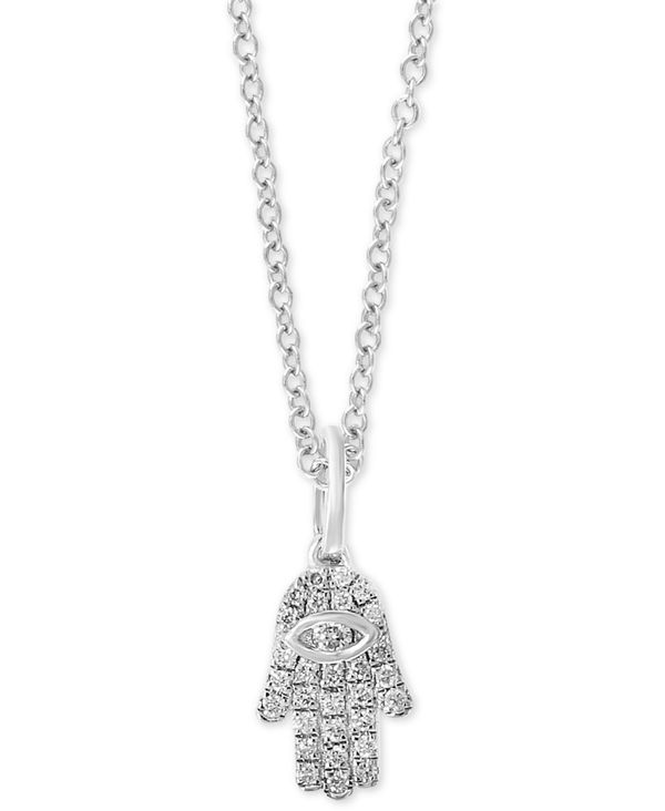 エフィー レディース ネックレス・チョーカー・ペンダントトップ アクセサリー EFFY® Diamond Pavé Hamsa Hand 18 Pendant Necklace (1/10 ct. t.w.) in Sterling Silver Sterling Silver