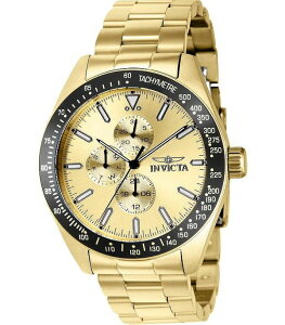 CrN^ Y ANZT[ rv Invicta Men's 38970 Aviator Quartz Multifunction Gold Dial Watch Gold S[h
