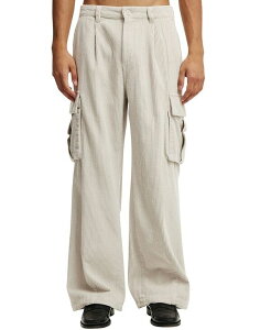 �R�b�g���I�� �����Y �{�g���X �J�W���A���p���c �J�[�S�p���c COTTON ON Men's Baggy Pleat Cargo Pant Light Stone Cord �X�g�[��