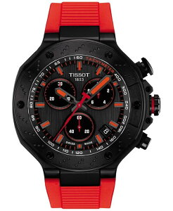 eB\bg Y ANZT[ rv Tissot Men's Swiss Chronograph T-Race Red Rubber Strap Watch 45mm Red bh