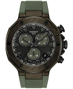 eB\bg Y ANZT[ rv Tissot Men's Swiss Chronograph T-Race Green Rubber Strap Watch 45mm Green O[