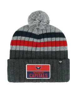 47 �u�����h �����Y �A�N�Z�T���[ �X�q �L���b�v �j�b�g '47 Brand Men's Gray Washington Capitals Stack Patch Cuffed Knit Hat with Pom Gray �O���[