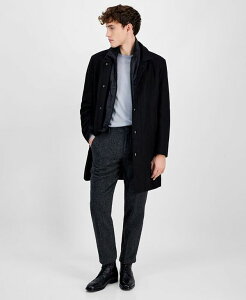 �i�E�e�B�J �����Y �A�E�^�[ �W���P�b�g�E�u���]�� �E�[�� �R�[�g Nautica Men's Classic-Fit Bib Wool Blend Overcoat Black �u���b�N
