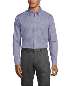 �����Y�G���h �����Y �g�b�v�X �V���c �{�^���_�E�� �R�b�g�� �_�E�� Lands' End Men's Tailored Fit No Iron Pattern Supima Cotton Pinpoint Buttondown Collar Dress Shirt Rich sapphire check �T�t�@�C�A