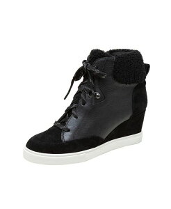 lApE fB[X V[Y Xj[J[ t[X Linea Paolo ARDEN Faux Shearling Trimmed Wedge Sneakers Black leather/fabric