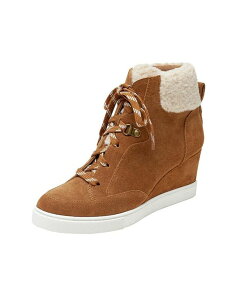lApE fB[X V[Y Xj[J[ t[X Linea Paolo ARDEN Faux Shearling Trimmed Wedge Sneakers Nutmeg/ivory suede/fabric
