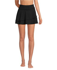 �����Y�G���h ���f�B�[�X ���� �{�g���X�̂� Lands' End Women's Chlorine Resistant High Waisted Tulip Hem Swim Skort Swim Bottoms Black �u���b�N