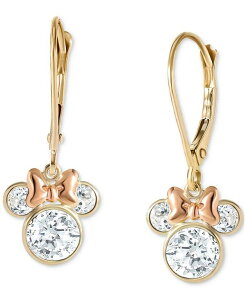 yz fBYj[ fB[X sAXECO ANZT[ Minnie Mouse Cubic Zirconia Drop Earrings in 10k Yellow & Rose Gold Gold
