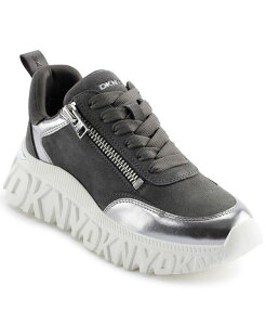 �_�i �L������ �j���[���[�N ���f�B�[�X �V���[�Y �X�j�[�J�[ �v���b�g�t�H�[�� DKNY Women's Lakelyn Zip Platform Sneakers Gray �O���[