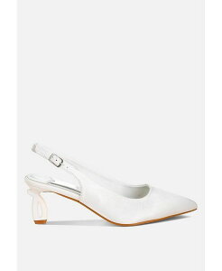 �����h�����O ���f�B�[�X �V���[�Y �T���_�� �T�e�� London Rag Vinca Satin Pointed Toe Slingbacks White �z���C�g