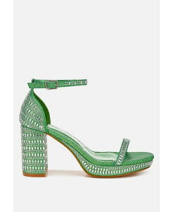 �����h�����O ���f�B�[�X �V���[�Y �T���_�� London Rag Ronan Rhinestones Embellished Block Sandals Green �O���[��