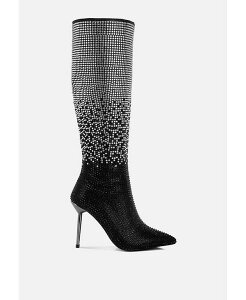 �����h�����O ���f�B�[�X �V���[�Y �u�[�c�E���C���u�[�c London Rag Orymple Shiny Rhinestone Studded Calf Boots Black �u���b�N