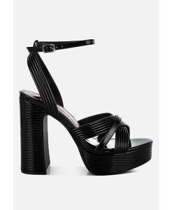 �����h�����O ���f�B�[�X �V���[�Y �T���_�� �g�[�� �A���N�� �q�[�� London Rag Socialite Metallic Ankle Strap Heel Sandals Black �u���b�N