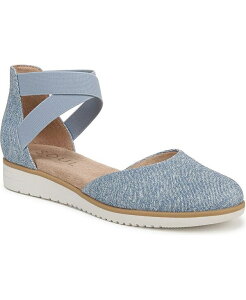 \EjgCU[ fB[X V[Y pvX Soul Naturalizer Women's Intro Round Toe Slip On Low Wedge Flats Light Denim Blue Embossed Faux Leather fj