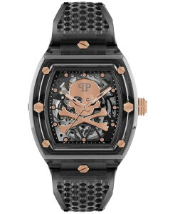 �t�B���b�v�v���C�� �����Y �A�N�Z�T���[ �r���v Philipp Plein Men's Automatic Skeleton Gray TPU Strap Watch 44x56mm Grey �O���[